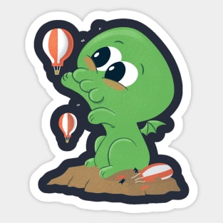 Cutethulhu Loves Balloons Sticker